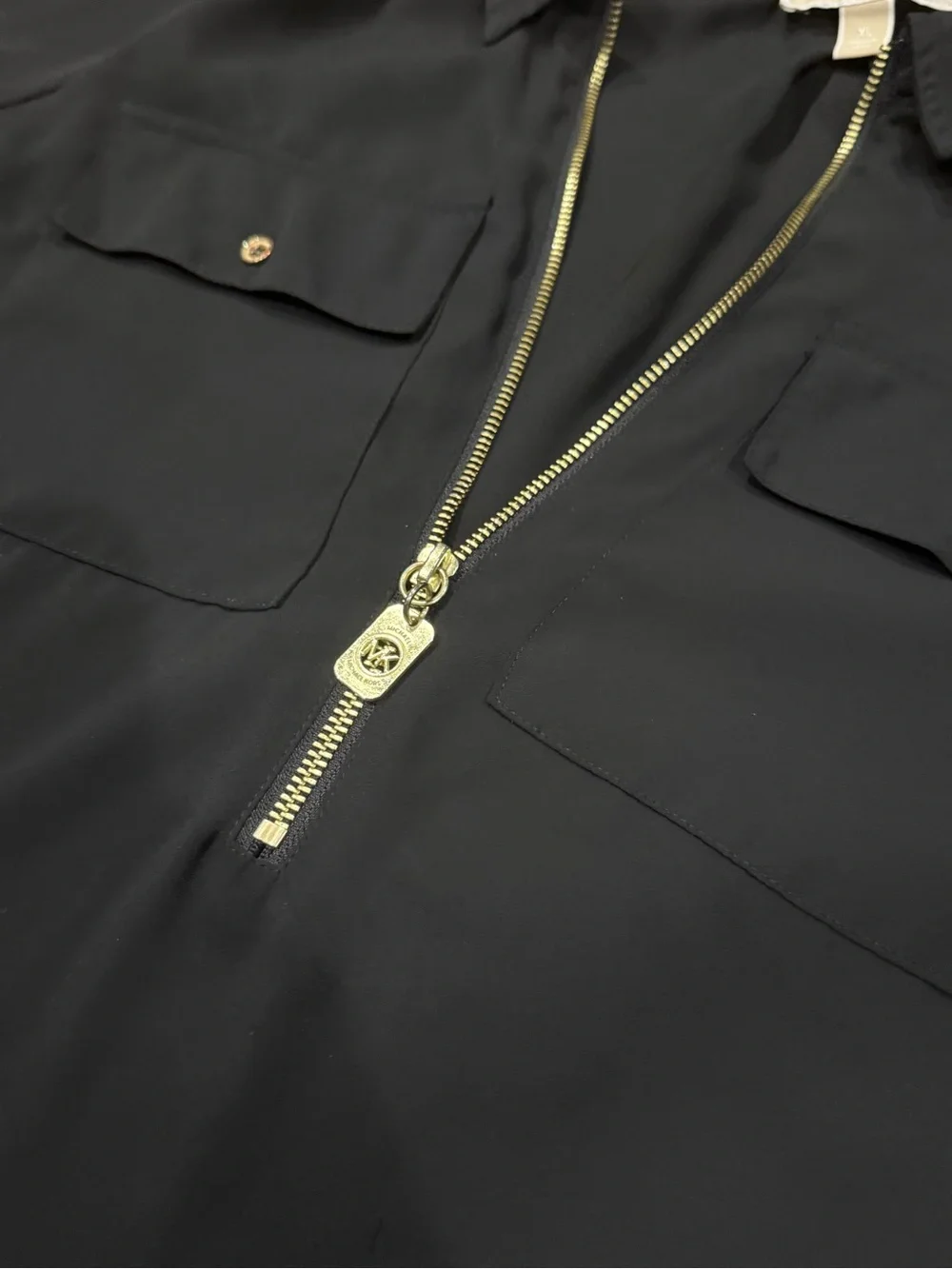 MICHAEL Michael Kors Black Gold-Trim Quarter-Zip Utility Top - Picture 4 of 7